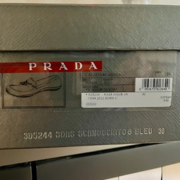PRADA CALZATURE DONNA NAVY SUEDE TOGGLE LOAFERS DRIVERS SIZE 36 BRAND NEW - Picture 12 of 12